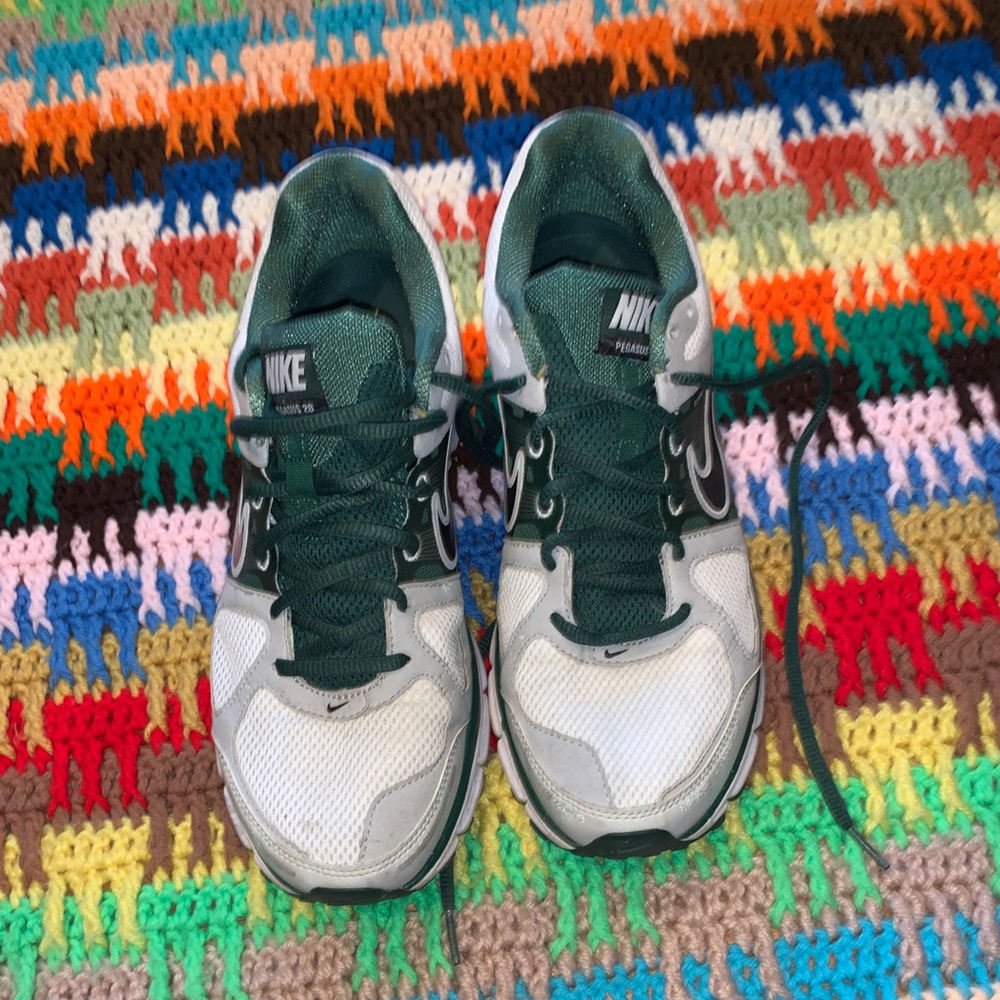 Green and White pegasus Nike 11.5
